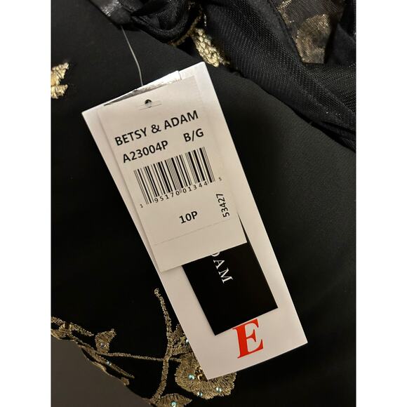 Betsy & Adam Black and Gold Embroidered Gown - Picture 8 of 8